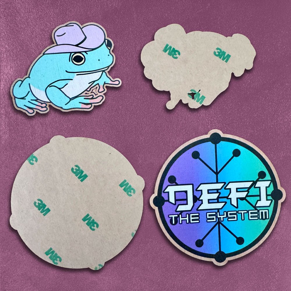 Custom UV Printed Wooden Stickers, Made in USA — close-up detail view