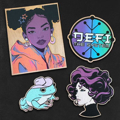 Custom UV Printed Wooden Stickers, Made in USA — production sample