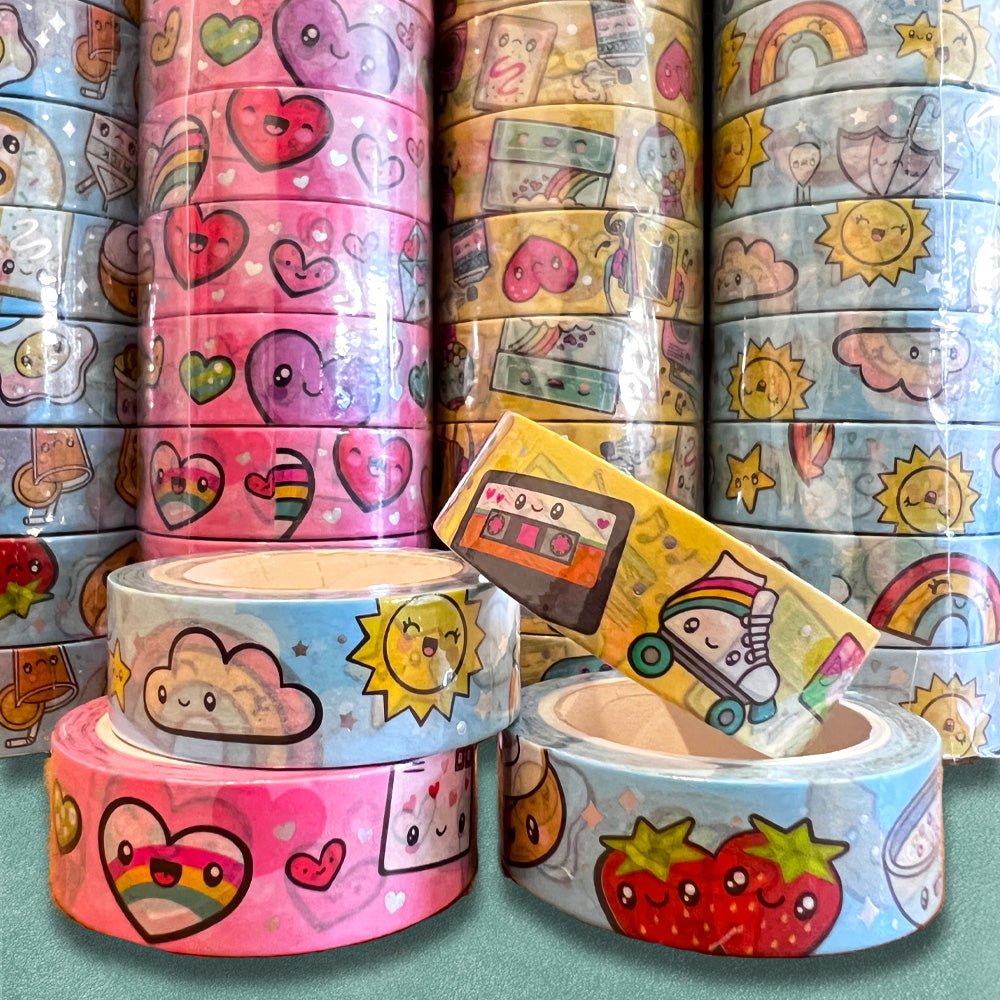 Custom Washi Tape, Full Color CMYK, 10m Rolls — scale and sizing reference