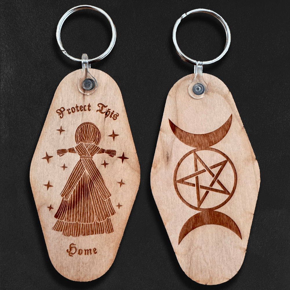 Custom Wooden Motel Keychains, Made in USA — color and finish variations