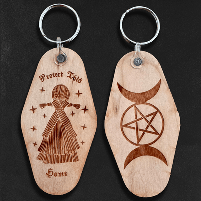 Custom Wooden Motel Keychains, Made in USA — color and finish variations