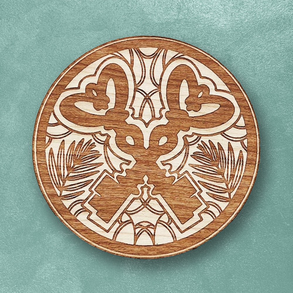 Custom Wooden Pins, Made in USA, Sustainable Cherry Wood — design layout sample