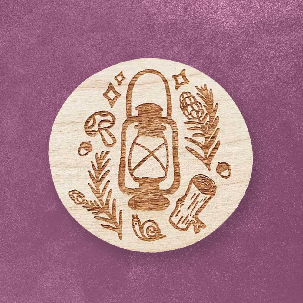Custom Wooden Pins, Made in USA, Sustainable Cherry Wood — full color print example