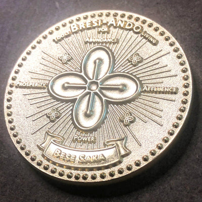 Custom 2D Challenge Coins, Double-Sided — reverse side and backing detail