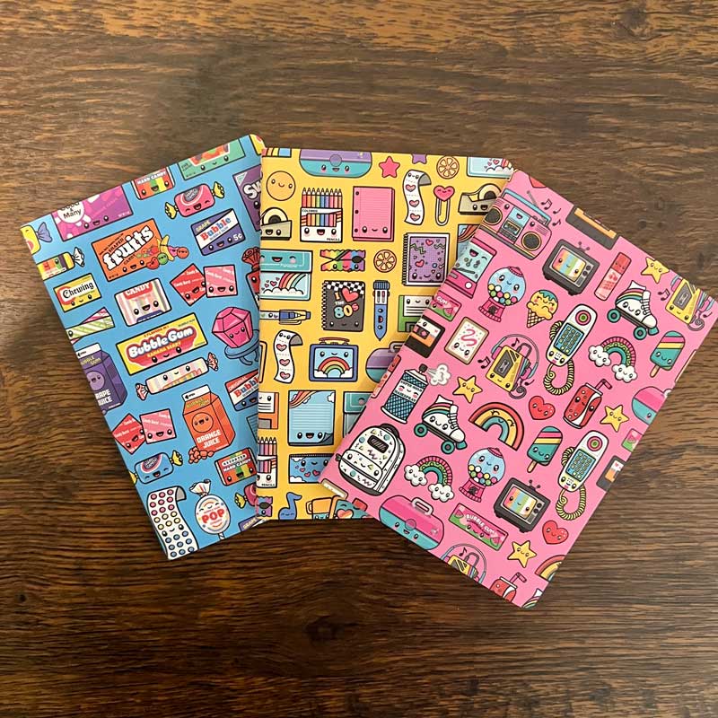 Custom A6 Pocket Notebooks, Stitch-Bound — packaging detail