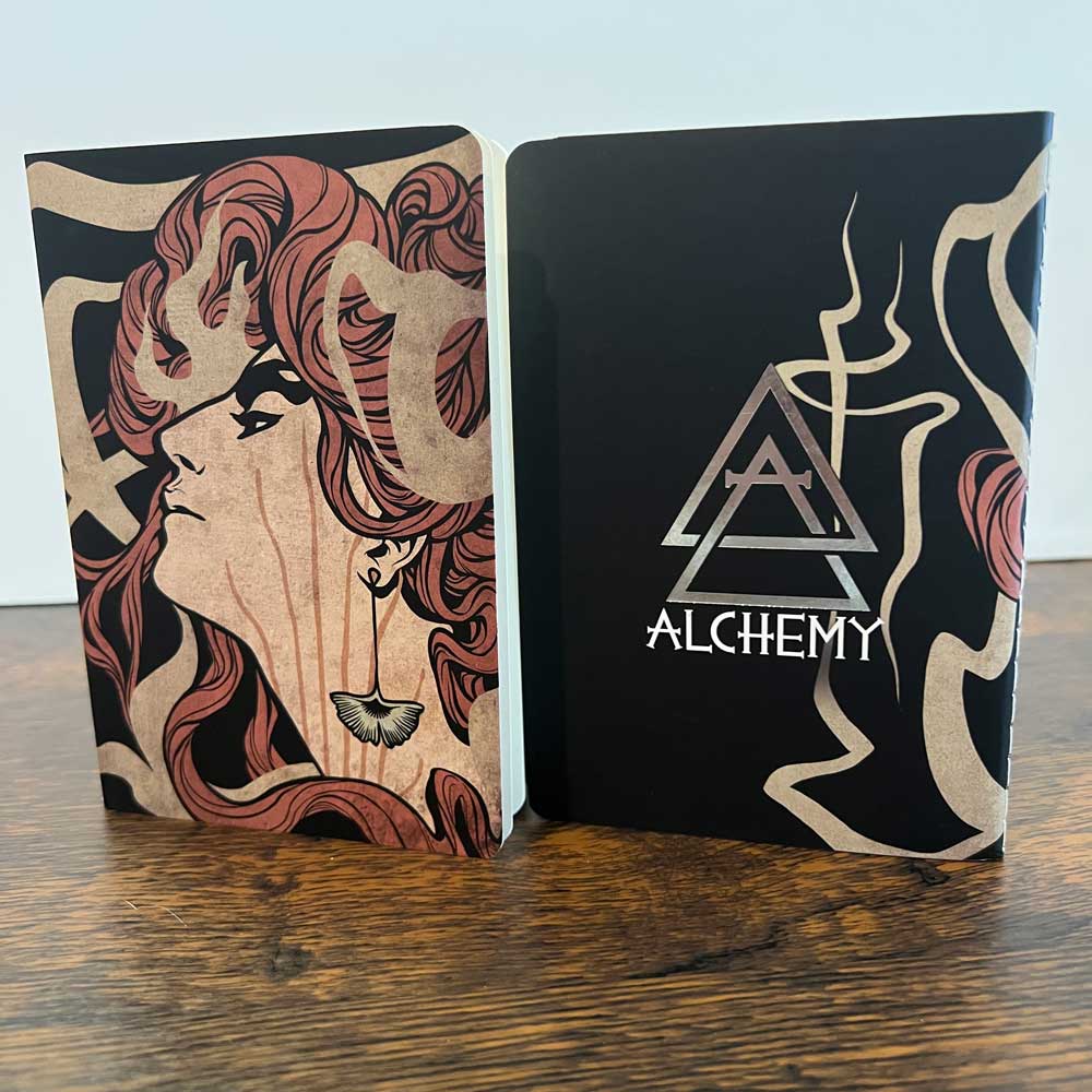 Custom A6 Pocket Notebooks, Stitch-Bound — variant style example