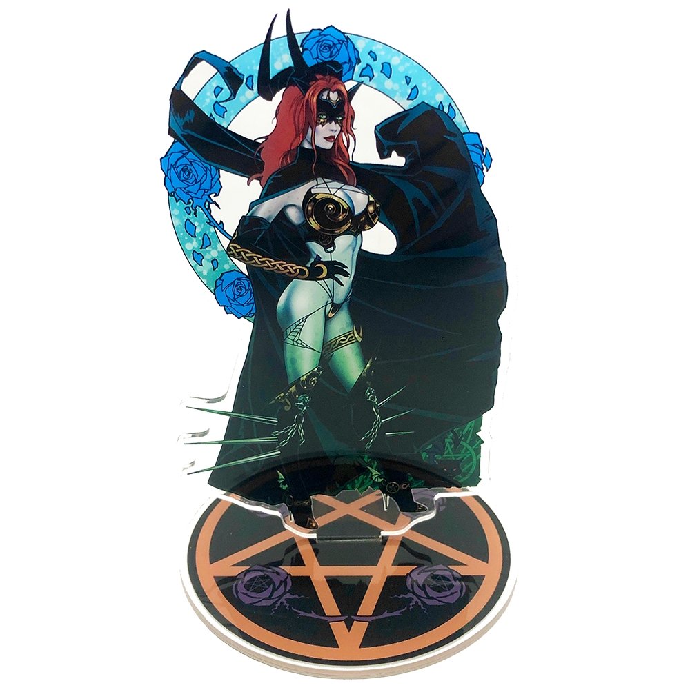 Custom Two-Sided Acrylic Standees with Base — production sample