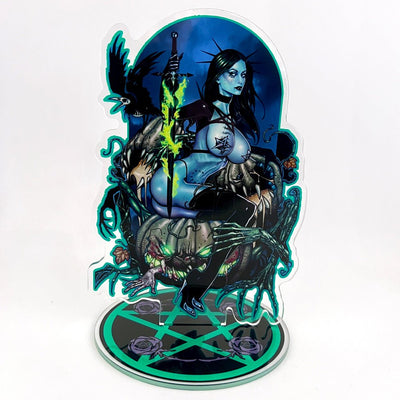 Custom Two-Sided Acrylic Standees with Base — color and finish variations