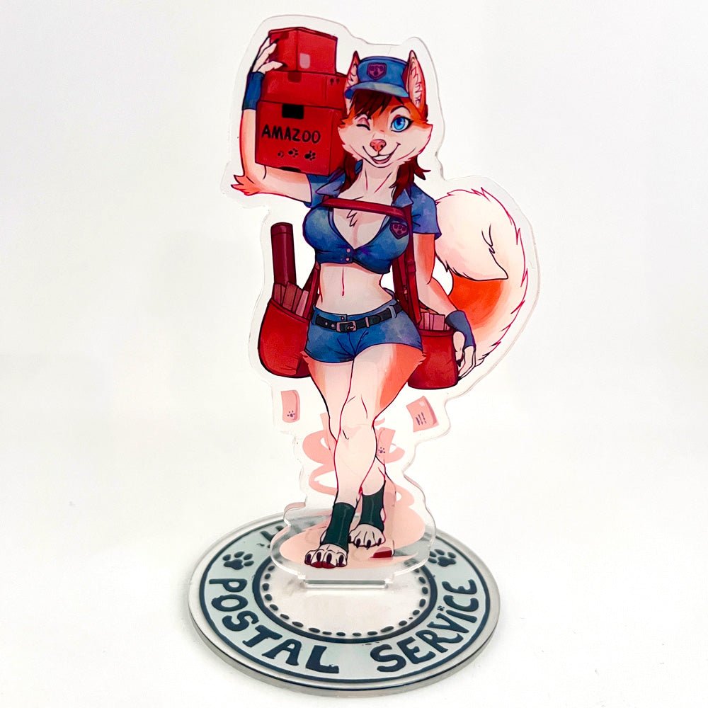 Custom Two-Sided Acrylic Standees with Base — reverse side and backing detail