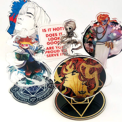 Custom Two-Sided Acrylic Standees with Base — material and construction detail