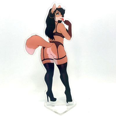 Custom Two-Sided Acrylic Standees with Base — scale and sizing reference