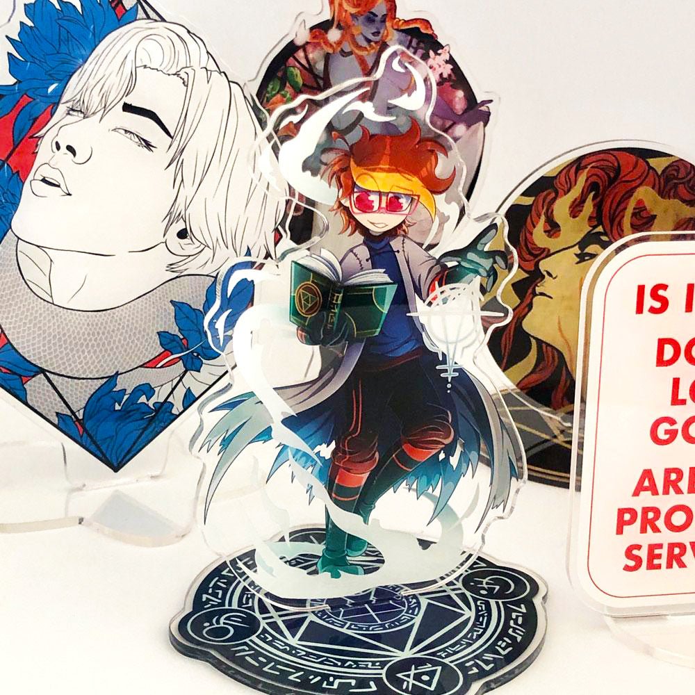 Custom Two-Sided Acrylic Standees with Base — customer order example