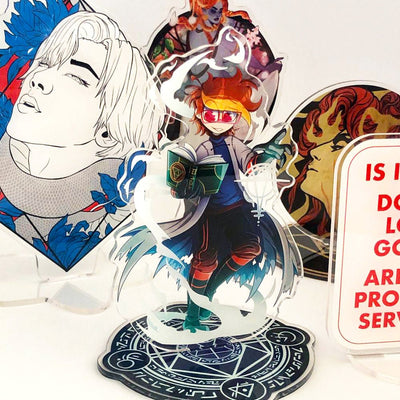 Custom Two-Sided Acrylic Standees with Base — customer order example