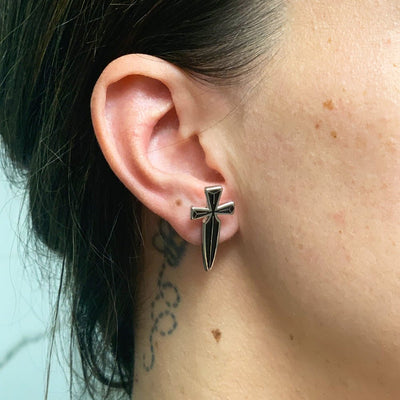 Custom Hard Enamel Earrings, Smooth Polished Finish — full color print example