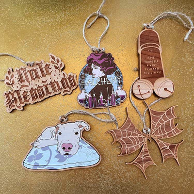 Custom Wooden Ornaments, Made in USA, Sustainable Cherry — material and construction detail